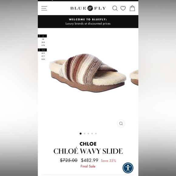 Chloe WAVY SLIDE shearling and wool sweater slide size 40 - , NWOT - Picture 2 of 7